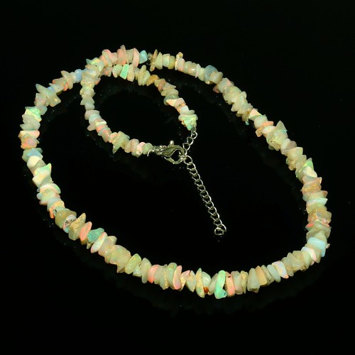 Natural Ethiopian Fire Opal Faceted Beads Necklace 18 inch Opal Necklace @344 - Picture 2 of 8
