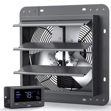 960 CFM, 12 in. Wall Mounted Shutter Exhaust Fan, with Temperature and Humidity