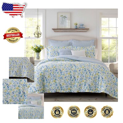 Spring-Inspired Floral Reversible Bedding Set, Comforter & Accents for King Bed