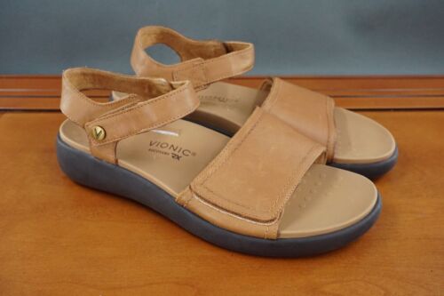 Vionic Awaken RX Womens 9.5 Shoes Brown Leather Hook & Loop Strap Casual Sandals - Picture 3 of 10