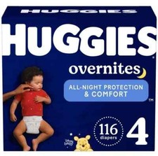 Huggies Overnites Diapers Size 4 - 116 Count, Overnight 22- 37 lbs