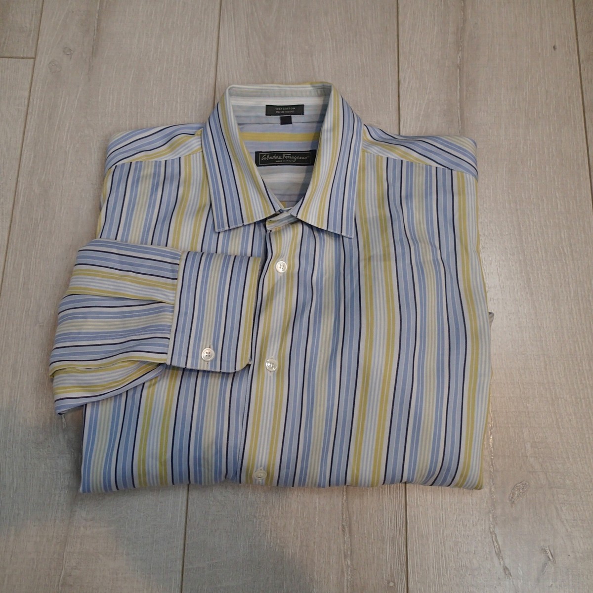 Salvatore Ferragamo Button Up Shirt Mens XL Striped Cotton