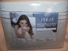 JSELF Bed Sheet Set 1800 Thread Count Soft Breathable Microfiber, King, Gray NEW