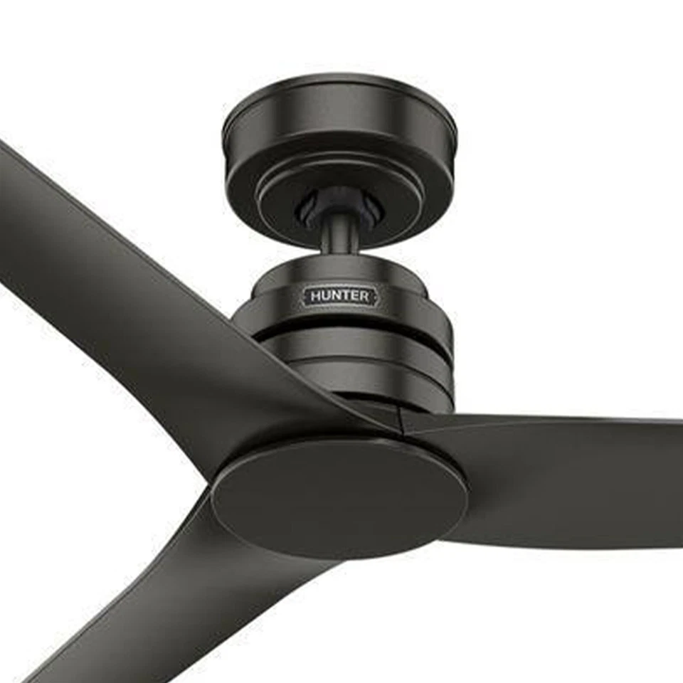Ventilador Hunter 52 pulgadas contemporáneo acabado negro mate ventilador de techo con control remoto Foto 3 de 4