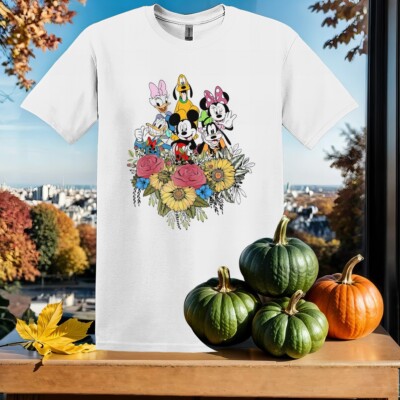 Retro Blumen Mickey und T-Shirt Kinder Hoodie Herren Damen Unisex Tshirt SX323