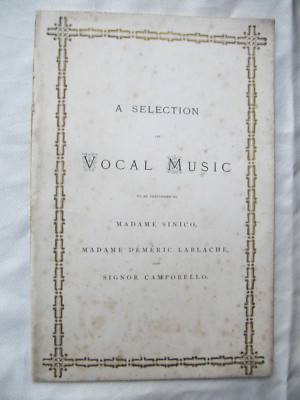 Clarice Sinico, Demeric Lablache, Enrico Campobello Programm (um 1880) - V RAR