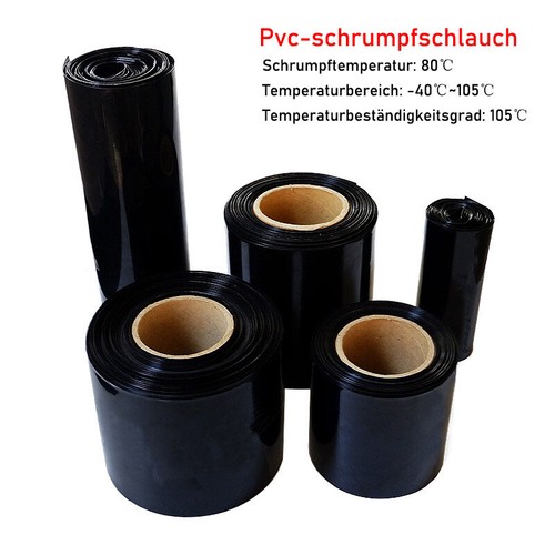 PVC Schrumpfschlauch Flachmaß 7mm bis 500mm für Paket RC Batterie Pack Schwarz - Picture 10 of 11