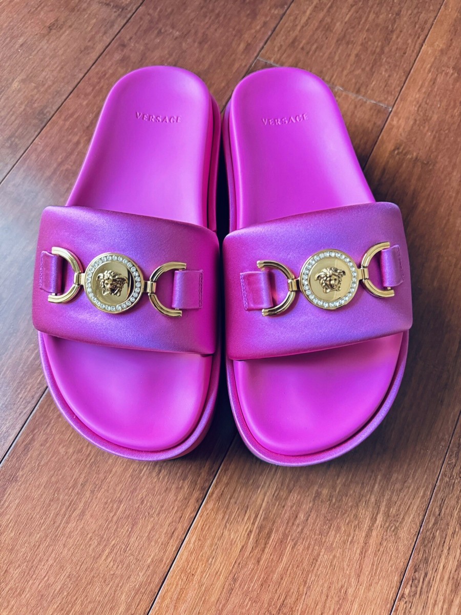 Versace Biggie Medusa Logo 95 Platform Slide Sandal Pink