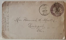 ROCKPORT OHIO 1894 DPO B/S Entire Cover from LIMA Mastick Heald Family