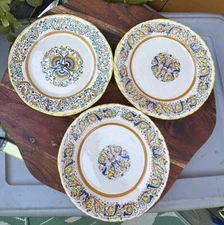 Made in Italy Set Of 3 Vintage Dip A Mano Meridiana Ceramiche 7-3/4" Salad Plate