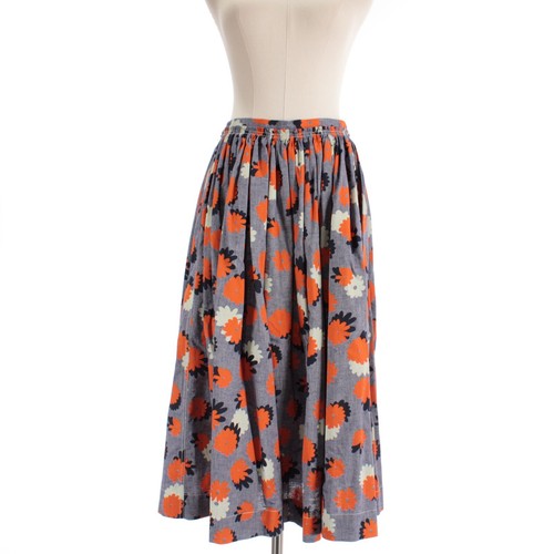 Marni NWT Daisies Party Chambray Skirt Size 44 US 8 in Blue/Orange/White Floral