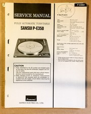 Sansui P-E350 Record Player / Turntable Service Manual *Original* #1  			