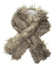 Beige 100% Polyester/long Shaggy Faux Fur Pull-thru Muffler