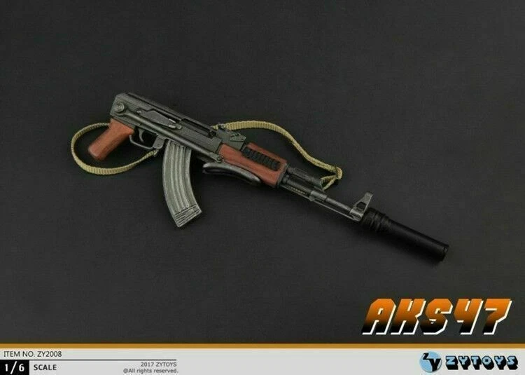 1/6 ZYTOYS AK47 AK47S + Pistola Silenciadora Rifle Modelo Arma Juguetes con Soporte Plegable Foto 3 de 4