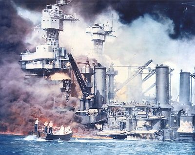 Burning ships after Japanese aerial attack on Pearl Harbor New 8x10 Photo