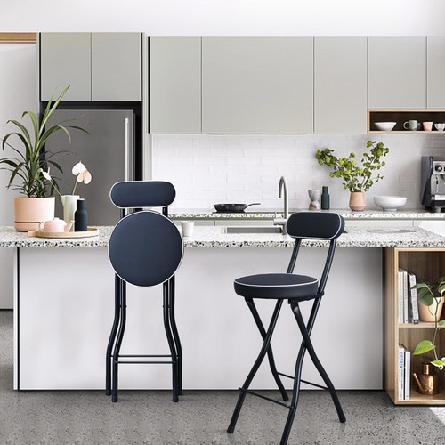Compact Folding Bar Stool with Backrest - Lightweight, Leather Padded Comfort - Picture 9 of 11