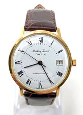 18K Gold MATHEY TISSOT Datic Superautomatic 34mm Case Wristwatch, New Band 9"