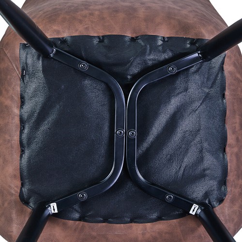 2pcs Dining Chairs Set Faux Leather Back Seat Metal Legs Restaurant Chair - Picture 37 of 56