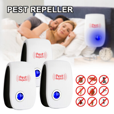 3PCS Electronic Pest Reject Control Ultrasonic Repeller Home Bug Rat Roaches US