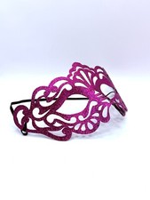 Carnival Masquerade Mardi Gras Party Costume Festival Metallic Fuchsia Pink Mask