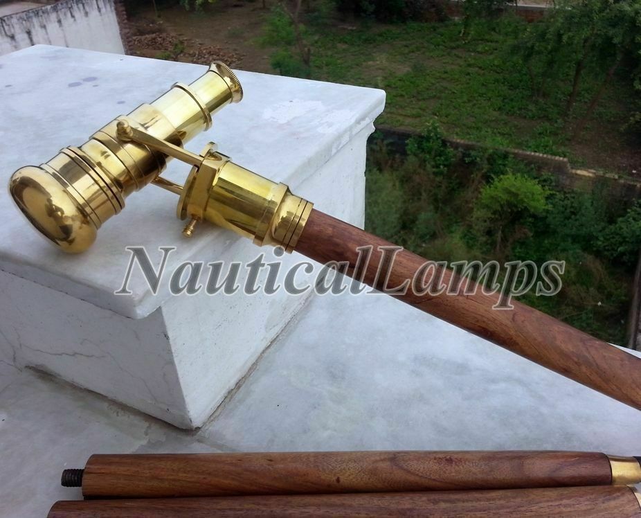 Solid Brass Telescope Walking Cane Stick Vintage … - image 2