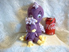 New handmade Amigurumi Purple mom bird with baby