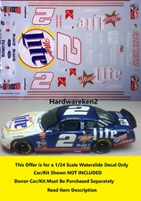 NASCAR DECAL # 2 MILLER LITE TRUE TO TEXAS 1999 FORD TAURUS R. WALLACE 1/24