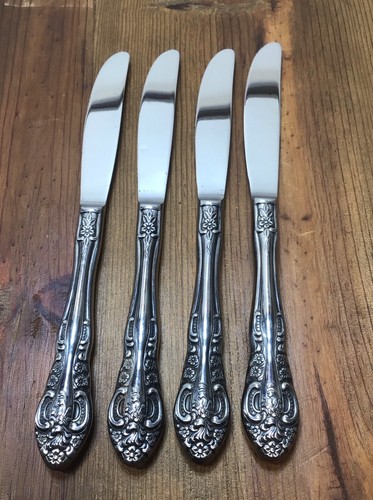 Vintage Orleans Silver Stainless Flatware ORL28 Dinner Knives Japan Set of 4 - 第 1/7 張圖片