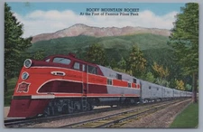 Postcard - Rock Island Railroad Rocky Mountain Rocket Pikes Peak Colorado Train