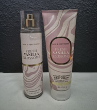 Bath  Body Works "Fresh Vanilla Blossoms" 2pc Body Care Set: Mist  Body Cream