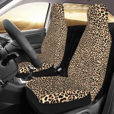 Cheetah Print Car Seat Covers Front Universal Set Of 2 Car Accessories Leopard