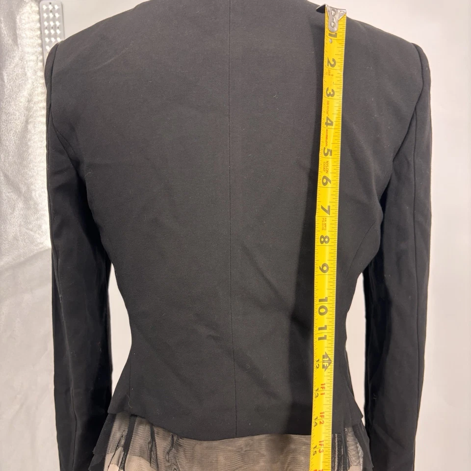 Blazer BCBG Max Azria Talla XS Chifón Ribete Chaqueta Botón Único Negro Foto 4 de 4