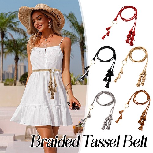 Geflochtener Quaste Gürtel Boho Style Taille Seil Kleid Bund Accessoires Damen - Bild 1 von 23