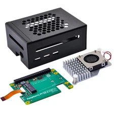 Metal Case for Raspberry Pi 5 with Official Raspberry Pi M.2 HAT+ and Active ...