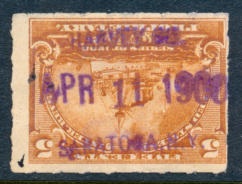 99c Start! US Revenue Stamp Battleship RB31 G.F. HARVEY CO. 1900 cancel