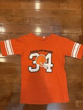 VINTAGE 1970's GREG PRUITT CLEVELAND BROWNS CHAMPION BLUE BAR SHIRT