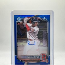 2025 Bowman Chrome Harold Rivas 1st Auto Blue Refractor Auto #/150 Red Sox