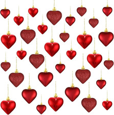 30 Pieces Valentine'S Day Heart Ornaments, Heart Shaped Decorations Tree Hanging