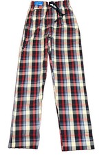 New Hanes Lounge/Sleep Pants Men's Woven Cotton Plaid Lightweight Size S/P