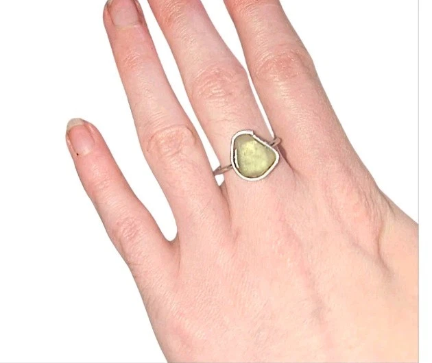 Sea Glass Ring Adjustable & Hypoallergenic HandMade In Scotland  - Image 2 of 2