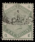 GB QV SG196, 1s dull green, USED. Cat £150. QE