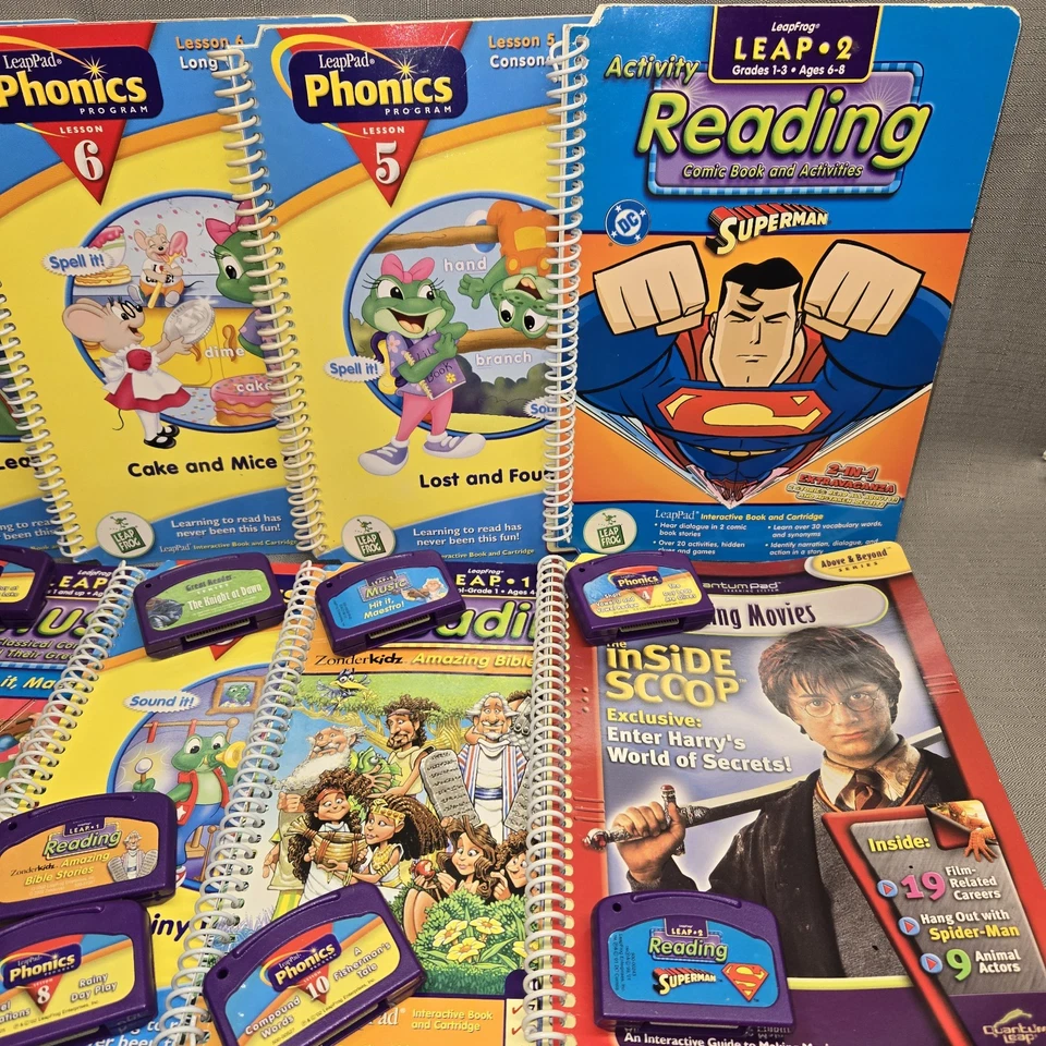 (12) LeapFrog LeapPad Leap Books & Cartridge Phonics Reading Math & More - Image 2 of 4