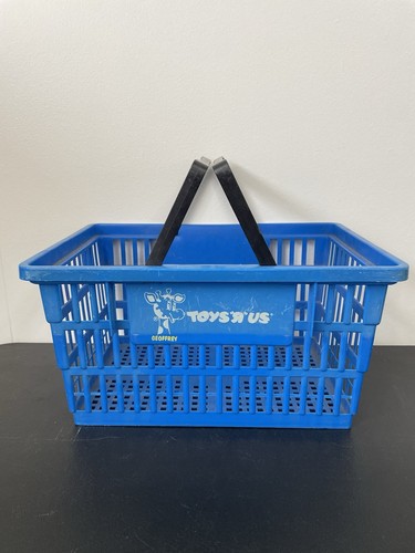 Vintage 90s Toys R Us Shopping Basket Blue Geoffrey Cart Bag Store VTG
