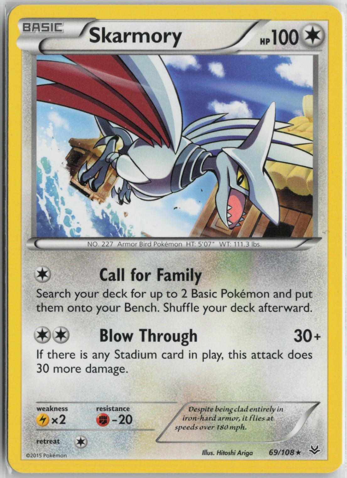Skarmory 69/108 Rare XY - Roaring Skies LP Normal