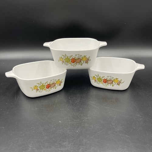 3 Vintage Corning Ware SPICE OF LIFE Petite Casserole Dish Pans P-43-B EUC