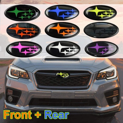 #ad 2Pcs Acrylic Car Front Rear Logo Emblem Sticker For Subaru STI XV Impreza BRZ WR $97.99