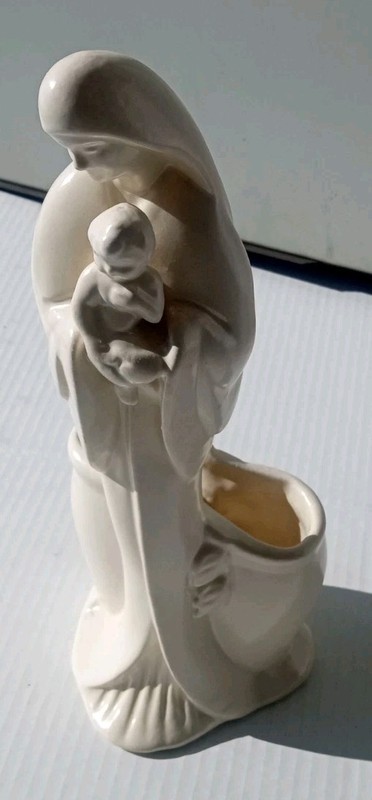 Vintage Haeger Pottery Virgin Mary/Madonna w/Child Oil Jars Ceramic Planter 11”