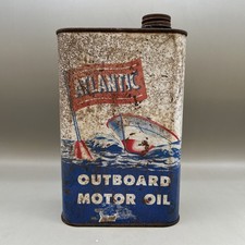 Rare Atlantic Outboard Motor Oil Metal Can 1 Quart Marine Automotive Engine Vtg