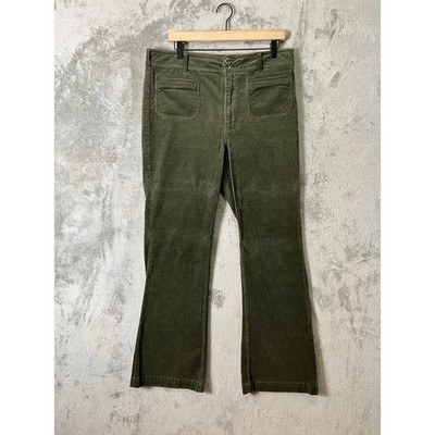 Pilcro Anthropologie Corduroy Pants Size 32 Olive Green Flare Bootcut Boho Retro