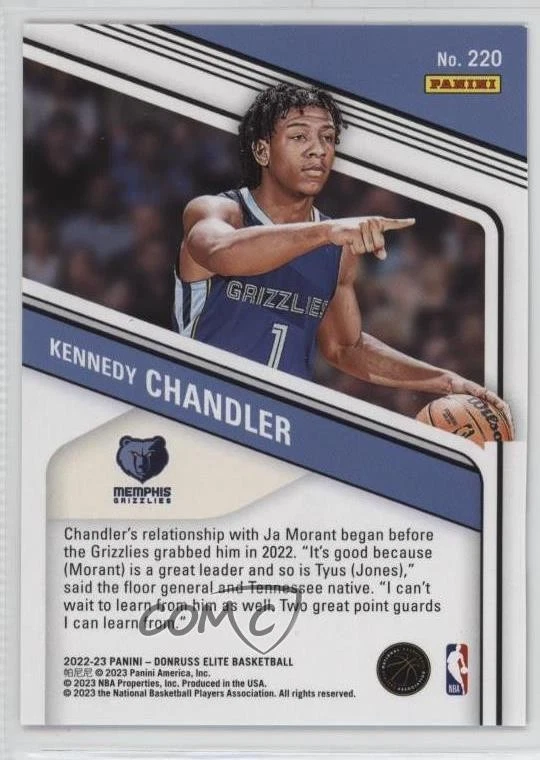 2022-23 Donruss Elite Rookies Gold /10 Kennedy Chandler #220 Rookie RC - Image 2 of 2